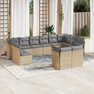 12-Delige Loungeset Met Kussens Poly Rattan