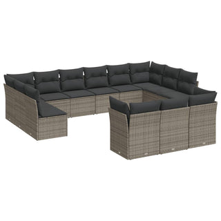 13-Delige Loungeset Met Kussens Poly Rattan