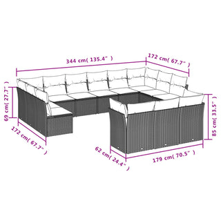 13-Delige Loungeset Met Kussens Poly Rattan