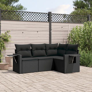 4-Delige Loungeset Met Kussens Poly Rattan