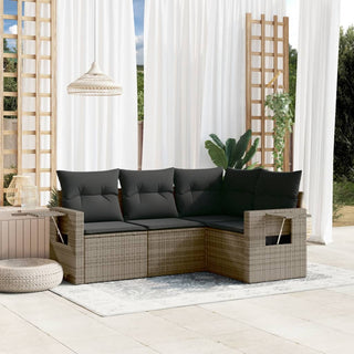 4-Delige Loungeset Met Kussens Poly Rattan