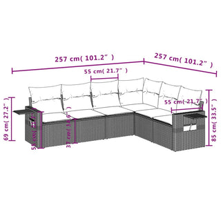 6-Delige Loungeset Met Kussens Poly Rattan Beige