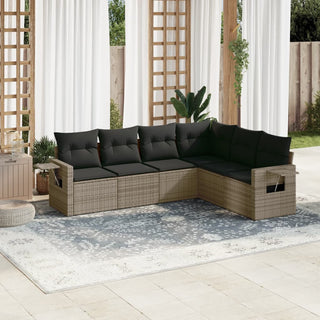 6-Delige Loungeset Met Kussens Poly Rattan Beige