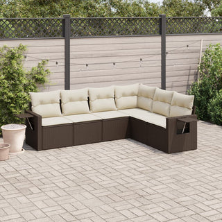 6-Delige Loungeset Met Kussens Poly Rattan Beige