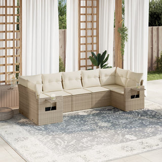 7-Delige Loungeset Met Kussens Poly Rattan