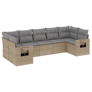 7-Delige Loungeset Met Kussens Poly Rattan