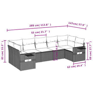 7-Delige Loungeset Met Kussens Poly Rattan