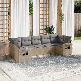 7-Delige Loungeset Met Kussens Poly Rattan