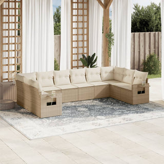 10-Delige Loungeset Met Kussens Poly Rattan