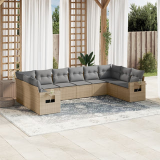 10-Delige Loungeset Met Kussens Poly Rattan