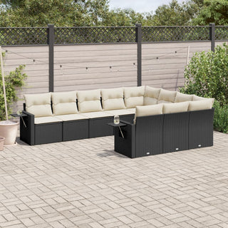 10-Delige Loungeset Met Kussens Poly Rattan