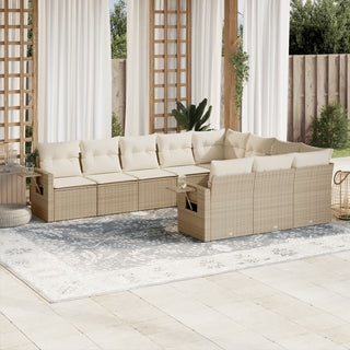 10-Delige Loungeset Met Kussens Poly Rattan