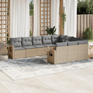 10-Delige Loungeset Met Kussens Poly Rattan