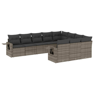 10-Delige Loungeset Met Kussens Poly Rattan