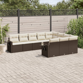 10-Delige Loungeset Met Kussens Poly Rattan