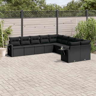 10-Delige Loungeset Met Kussens Poly Rattan Beige