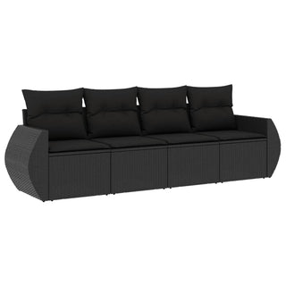 4-Delige Loungeset Met Kussens Poly Rattan