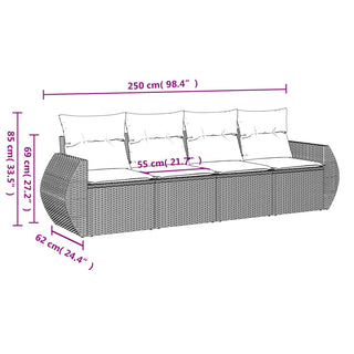 4-Delige Loungeset Met Kussens Poly Rattan