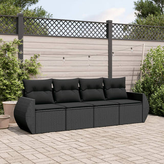 4-Delige Loungeset Met Kussens Poly Rattan