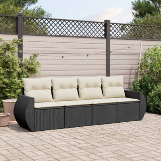 4-Delige Loungeset Met Kussens Poly Rattan