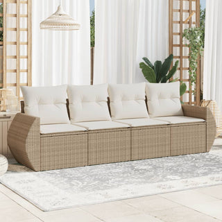 4-Delige Loungeset Met Kussens Poly Rattan