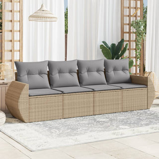 4-Delige Loungeset Met Kussens Poly Rattan