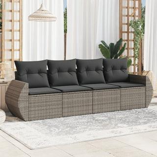 4-Delige Loungeset Met Kussens Poly Rattan