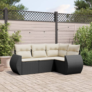 4-Delige Loungeset Met Kussens Poly Rattan Beige