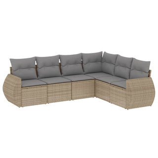 6-Delige Loungeset Met Kussens Poly Rattan