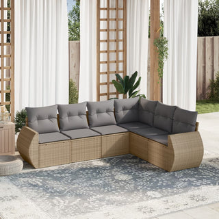 6-Delige Loungeset Met Kussens Poly Rattan