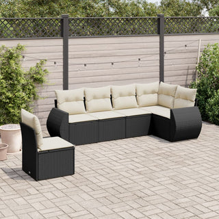 6-Delige Loungeset Met Kussens Poly Rattan Beige