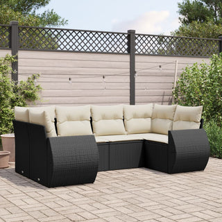 6-Delige Loungeset Met Kussens Poly Rattan Beige