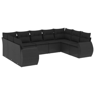 9-Delige Loungeset Met Kussens Poly Rattan