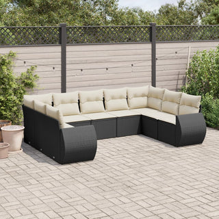 9-Delige Loungeset Met Kussens Poly Rattan