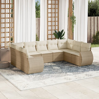 9-Delige Loungeset Met Kussens Poly Rattan