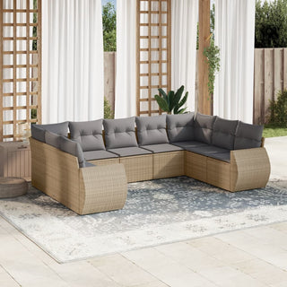 9-Delige Loungeset Met Kussens Poly Rattan