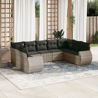 9-Delige Loungeset Met Kussens Poly Rattan