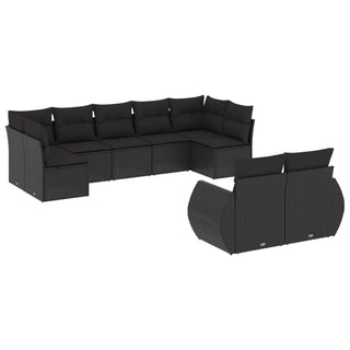 9-Delige Loungeset Met Kussens Poly Rattan