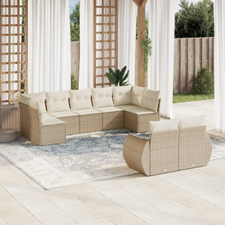 9-Delige Loungeset Met Kussens Poly Rattan