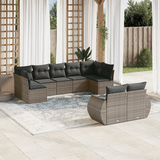 9-Delige Loungeset Met Kussens Poly Rattan