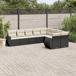 9-Delige Loungeset Met Kussens Poly Rattan Beige