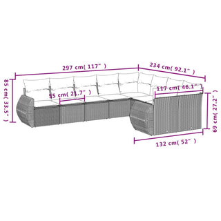 9-Delige Loungeset Met Kussens Poly Rattan Beige