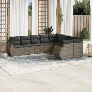 9-Delige Loungeset Met Kussens Poly Rattan Beige