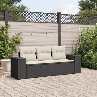 3-Delige Loungeset Met Kussens Poly Rattan