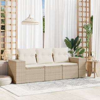 3-Delige Loungeset Met Kussens Poly Rattan