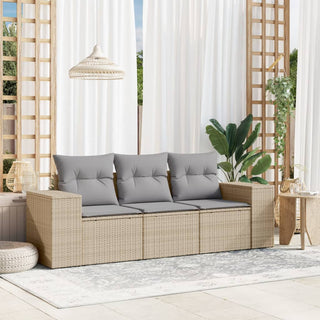 3-Delige Loungeset Met Kussens Poly Rattan