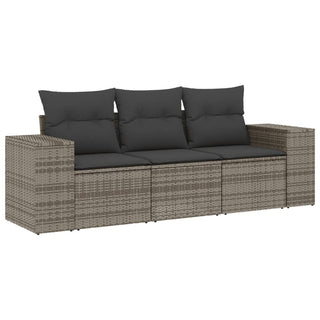 3-Delige Loungeset Met Kussens Poly Rattan