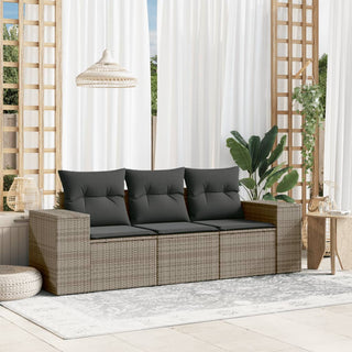 3-Delige Loungeset Met Kussens Poly Rattan