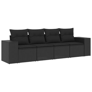 4-Delige Loungeset Met Kussens Poly Rattan