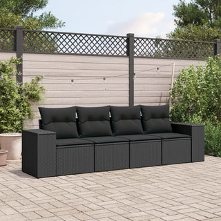 4-Delige Loungeset Met Kussens Poly Rattan